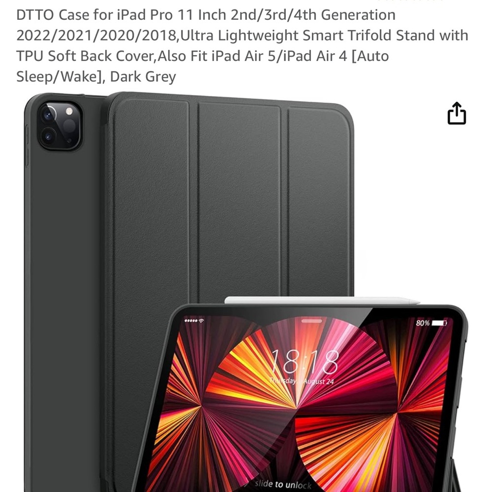 DTTO IPAD Case for iPad Pro 11 Inch Black